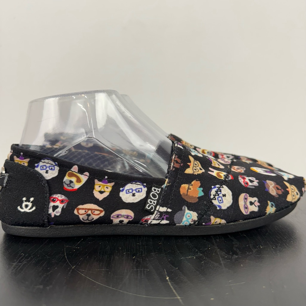 Skechers Bobs Comfort Shoes Womens 8.5 BlackDog Print Casual Slip On Memory Foam - Picture 3 of 12